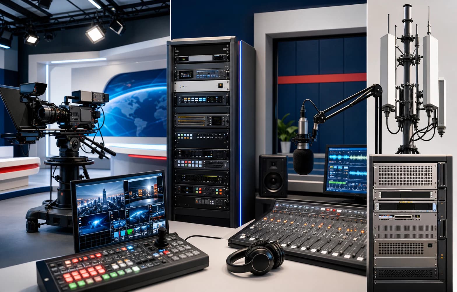 Équipements professionnels pour installation de stations TV et radio