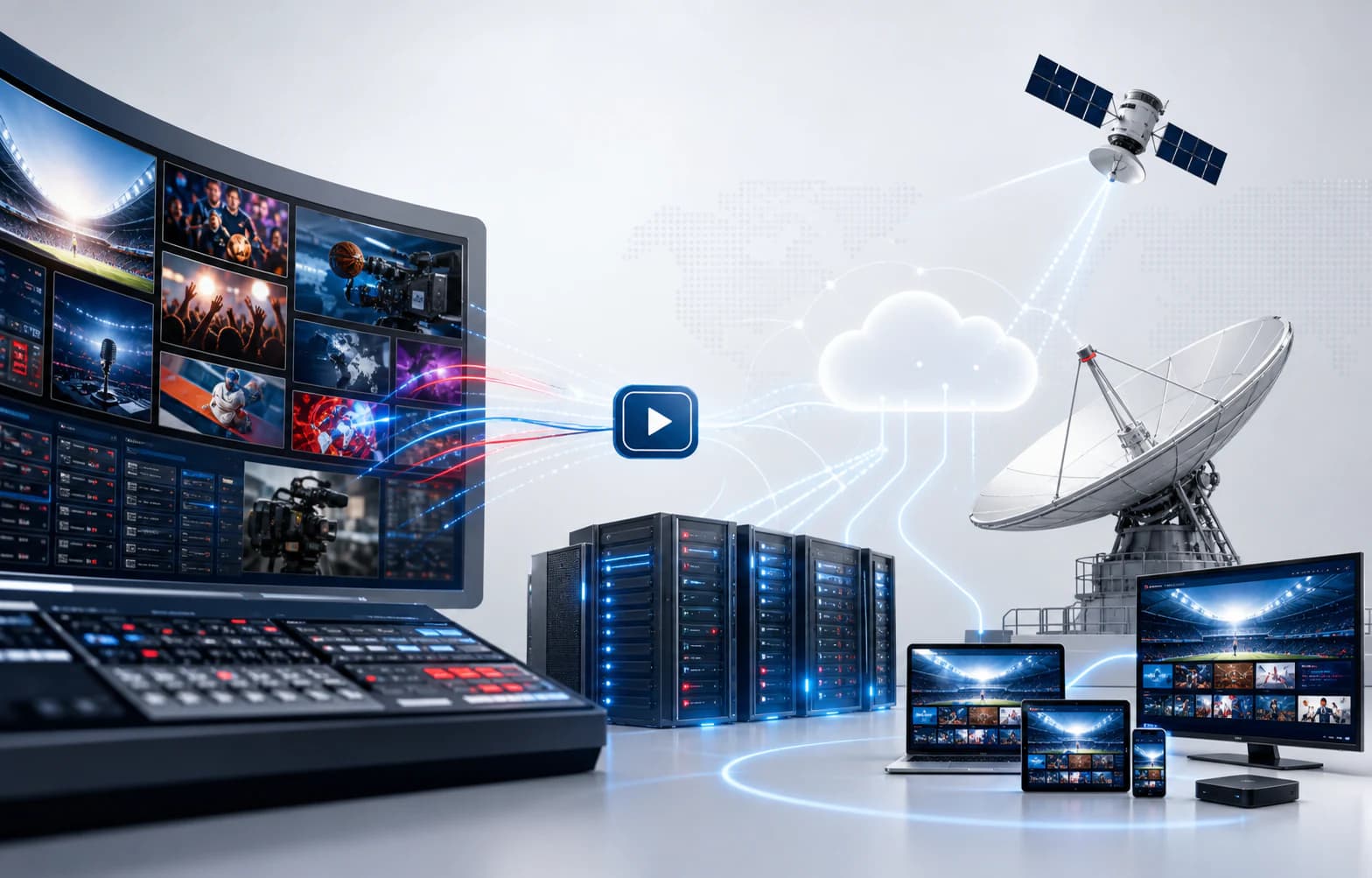 Distribution de contenus média sur OTT, IPTV et satellite broadcast